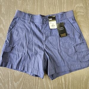 Lee Women’s 5" Inseam Mid Rise Cargo Shorts Soft Waistband Surf Blue Sz 12M